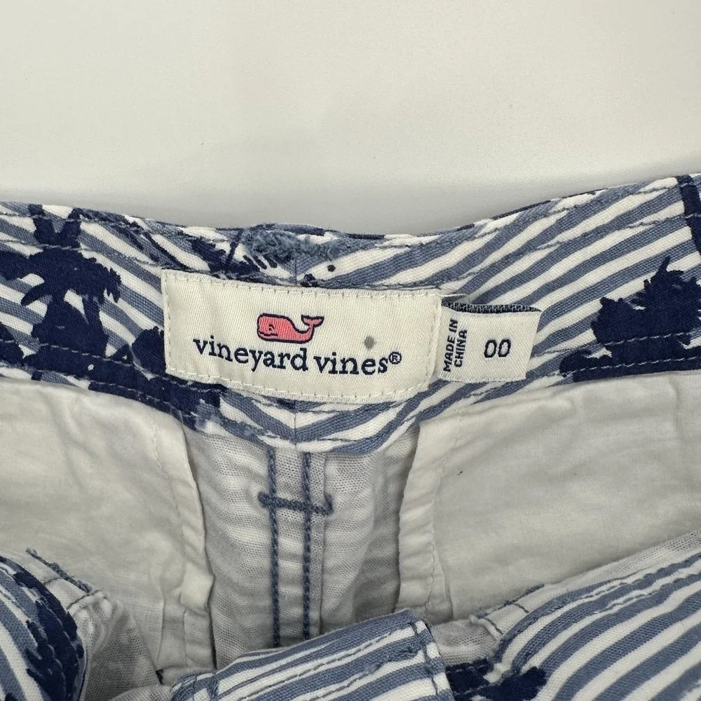 Vineyard Vines Pants Womens 00 Blue White Palm Tree Stripe‎ Sailboat Stretch